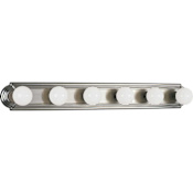 Progress Lighting Broadway Six-Light Bath Bar with Embossed Backplate Brushed Nickel