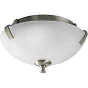 Progress Lighting Wisten 2 Light Flush Mount Ceiling Fixture with Etched Glass Shade - 14" Wide Brushed Nickel