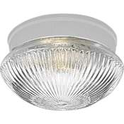Progress Lighting Fitter Series 7-1/2" Single-Light Flush Mount Ceiling Fixture with Clear Prismatic Glass Shade White