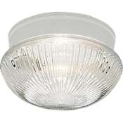 Progress Lighting Fitter Series 9-1/2" Single-Light Flush Mount Ceiling Fixture with Clear Prismatic Glass Shade White
