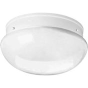 Progress Lighting Fitter Series 11-3/4" Two-Light Flush Mount Ceiling Fixture with White Glass Shade White