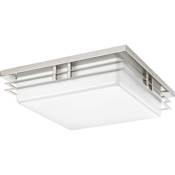 Progress Lighting Helm Convertible LED Flush Mount Ceiling Fixture / Wall Sconce or Wall Sconce with White Acrylic Diffuser - 14" Wide Brushed Nickel