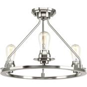 Progress Lighting Debut 3 Light 20" Wide Semi Flush Ceiling Fixture / Pendant with Glass Shade Options Brushed Nickel