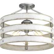 Progress Lighting Gulliver 3 Light 17" Wide Semi-Flush Ceiling Fixture or Pendant Galvanized Finish