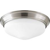 Progress Lighting LED Flush Mount Light 11" Wide Integrated LED Flush Mount Ceiling Fixture with Etched Glass Shade Brushed Nickel