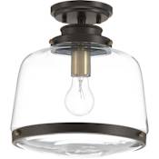 Progress Lighting Judson Single Light 11" Wide Semi-Flush Ceiling Fixture Antique Bronze
