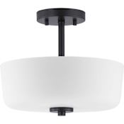 Progress Lighting Tobin 2 Light 12" Wide Semi-Flush Drum Ceiling Fixture / Pendant Black