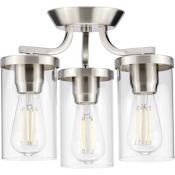 Progress Lighting Lassiter 3 Light 13" Wide Semi-Flush Ceiling Fixture Brushed Nickel