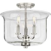 Progress Lighting Winslett 3 Light 14" Wide Semi-Flush Ceiling Fixture / Pendant Brushed Nickel