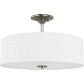 Progress Lighting Inspire 3 Light 18" Wide Semi-Flush Drum Ceiling Fixture Brushed Nickel