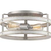 Progress Lighting Gulliver 2 Light 14" Wide Outdoor Semi-Flush Drum Ceiling Fixture Galvanized Finish
