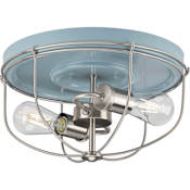 Progress Lighting Medal 2 Light 15" Wide Flush Mount Bowl Ceiling Fixture Coastal Blue