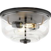 Progress Lighting Rushton 2 Light 12" Wide Flush Mount Bowl Ceiling Fixture Graphite