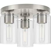 Progress Lighting Cofield 3 Light 12" Wide Flush Mount Ceiling Fixture with Shades Brushed Nickel