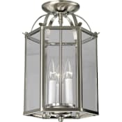 Progress Lighting Flat Glass 3 Light 8" Wide Taper Candle Mini Pendant / Semi-Flush Ceiling Fixture Brushed Nickel