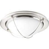 Progress Lighting Portal 1 Light LED Flush Mount Ceiling Fixture with Etched Glass Brushed Nickel