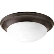 Progress Lighting 2 Light Flush Mount Ceiling Fixture with Etched Alabaster Glass Shade - 14" Wide Antique Bronze