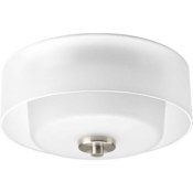 Progress Lighting Invite 2 Light Flush Mount Ceiling Fixture with White Frosted Glass Shade Brushed Nickel