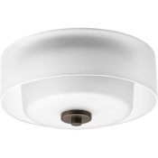Progress Lighting Invite 2 Light Flush Mount Ceiling Fixture with White Frosted Glass Shade Antique Bronze