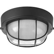 Progress Lighting Bulkheads Single Light 7-7/8" Wide Flush Mount Ceiling Fixture Black