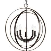 Progress Lighting Equinox 5 Light 22" Wide Taper Candle Globe Chandelier Antique Bronze