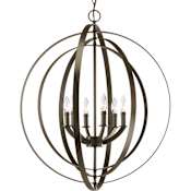 Progress Lighting Equinox 6 Light 28" Wide Taper Candle Chandelier Antique Bronze