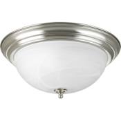 Progress Lighting Melon 3 Light Flush Mount Ceiling Fixture with Alabaster Glass Shade - 15" Wide Brushed Nickel