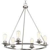Progress Lighting Debut 6 Light 28" Wide Ring Chandelier with Glass Shade Options Brushed Nickel