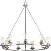 Progress Lighting Debut 9 Light 36" Wide Ring Chandelier with Glass Shade Options Brushed Nickel
