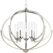 Progress Lighting Evoke 5 Light 34" Wide Chandelier Polished Nickel