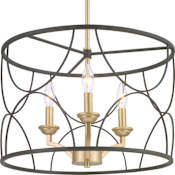 Progress Lighting Landree 3 Light 18" Wide Taper Candle Chandelier Black