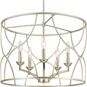 Progress Lighting Landree 5 Light 23" Wide Taper Candle Chandelier Silver Ridge