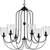 Progress Lighting Bowman 6 Light 32" Wide Taper Candle Chandelier Matte Black