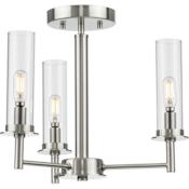 Progress Lighting Kellwyn 3 Light 16" Wide Mini Chandelier / Semi-Flush Ceiling Fixture Brushed Nickel