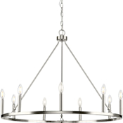 Progress Lighting Gilliam 9 Light 36" Wide Pillar Candle Style Chandelier Brushed Nickel