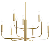 Progress Lighting Reines 9 Light 32" Wide Taper Candle Style Chandelier Brushed Gold