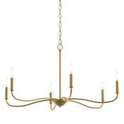 Progress Lighting Ilia 6 Light 34" Wide Taper Candle Style Chandelier Brushed Gold