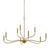 Progress Lighting Ilia 9 Light 34" Wide Taper Candle Style Chandelier Brushed Gold