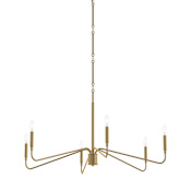 Progress Lighting Pilar 6 Light 40" Wide Taper Candle Style Chandelier Brushed Gold