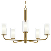 Progress Lighting Mack 5 Light 28" Wide Pillar Candle Style Chandelier Brushed Gold