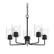 Progress Lighting Merry 5 Light 22" Wide Chandelier with Clear Glass Shades Black