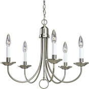 Progress Lighting Five Light 5 Light 21" Wide Taper Candle Chandelier Brushed Nickel