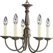 Progress Lighting Five Light 5 Light 18" Wide Taper Candle Chandelier Antique Bronze
