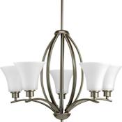 Progress Lighting Joy 5 Light 24" Wide Chandelier Antique Bronze with White Glass
