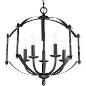 Progress Lighting Greyson 5 Light 22" Wide Wrought Iron Chandelier Black