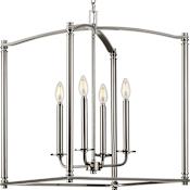 Progress Lighting Winslett 4 Light 20" Wide Taper Candle Pendant Brushed Nickel