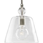 Progress Lighting Glass Pendants Single Light 8" Wide Mini Pendant Polished Nickel