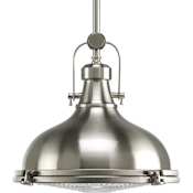 Progress Lighting Fresnel Lens Single Light 12" Wide Pendant Brushed Nickel