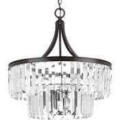 Progress Lighting Glimmer 5 Light 22" Wide Chandelier with Prismatic Drop Glass Antique Bronze