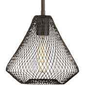 Progress Lighting Mesh Single Light 9" Wide Mini Pendant Antique Bronze